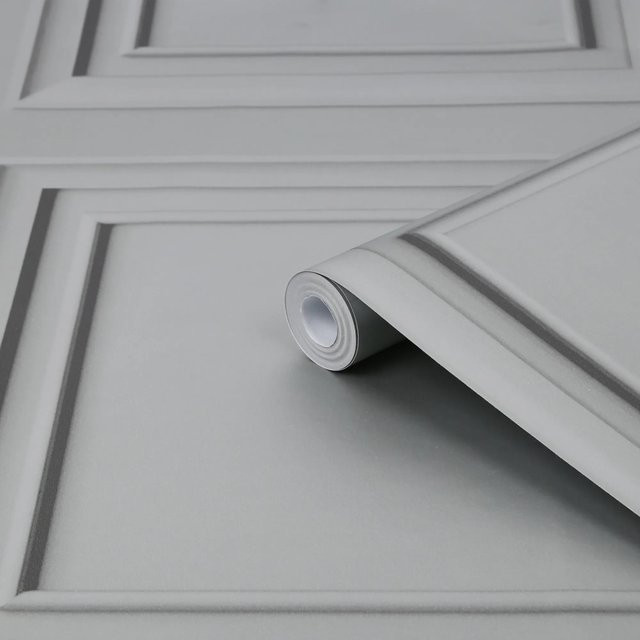 Laura Ashley Vliestapete Redbrook Wood Panel Silver Silber FSC Klassisches Naturmotiv Geometrisches Design - Bild 1