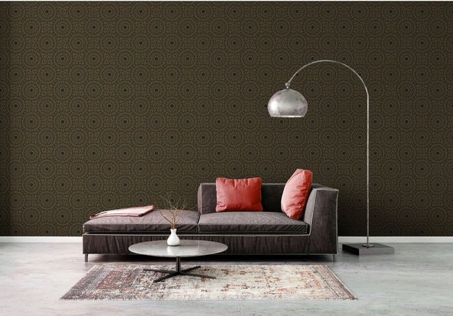 Livingwalls Tapete mit grafischem geometrischem Motiv in Schwarz und Gold, Breite: 53 cm, Länge: 10,05 m - Bild 1