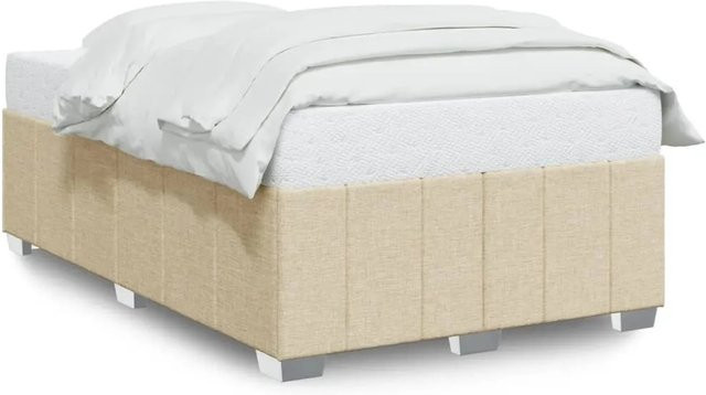 vidaXL Bettgestell aus Kiefernholz und Stoff in Beige, B/T/H: 120 x 190 cm - Bild 1