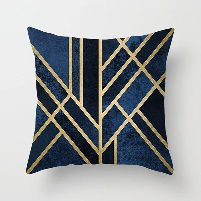 JMG Clothing Geometrische Kunstserie Kissenbezug aus Plüsch, Blau, B/B: 50 x 50 cm - Bild 1