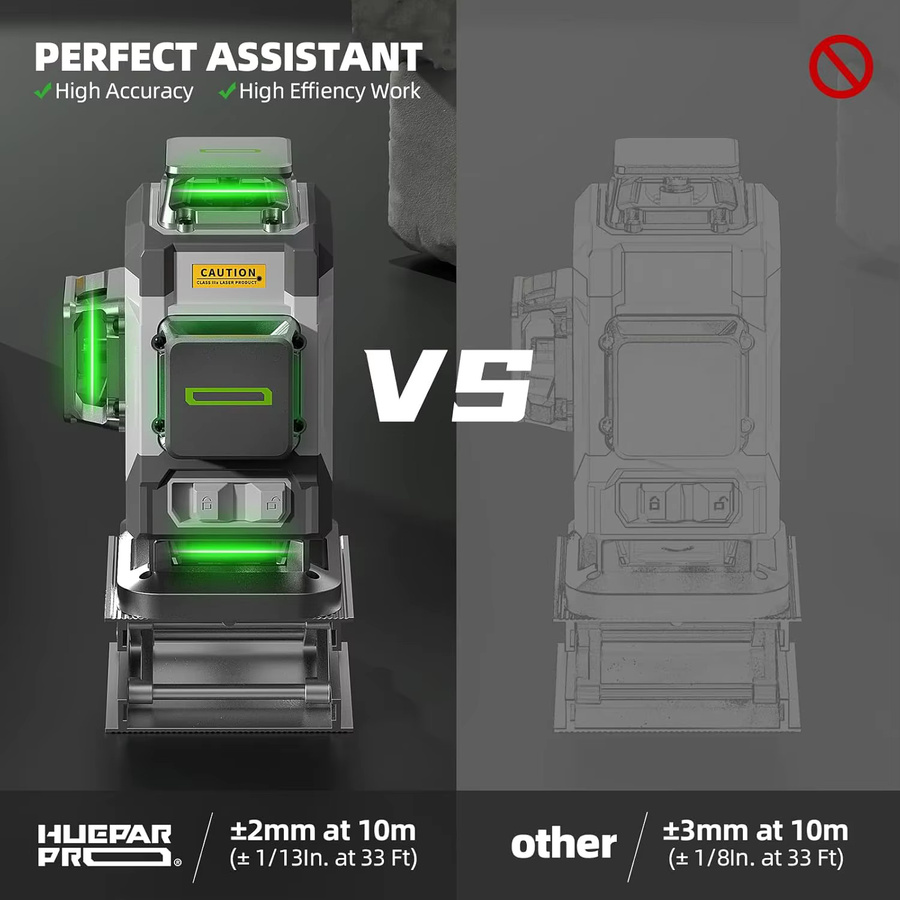 Huepar Professional 4D-Kreuzlinienlaser mit grünem Laser und 8000 mAh Li-Ionen-Akku - Bild 2