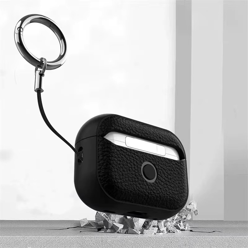 Luxus Leder Schutzhülle für Apple AirPods 1 2 3 4 und AirPods Pro in Schwarz oder Grün mit Haken - Bild 4