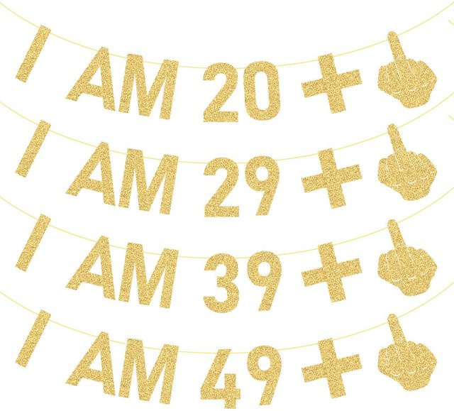 WEIGAO Geburtstagsparty-Banner aus Papier in Goldglitzer mit lustigem Spruch für Erwachsene - Bild 1