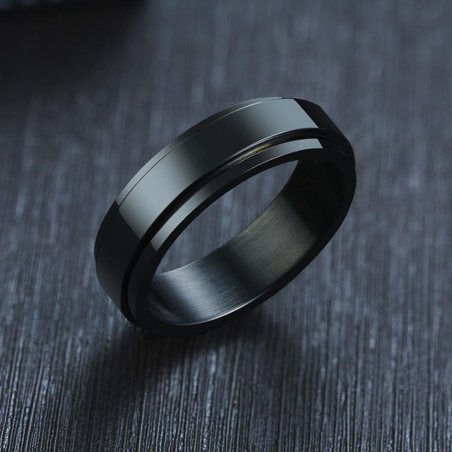 Vnox Ring, Edelstahl, Schwarz, Herren, 8 mm - Bild 1