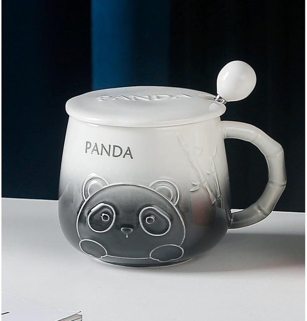 Yiran Furniture Keramiktasse mit Panda Relief Design in Weiß, 350 ml - Bild 1