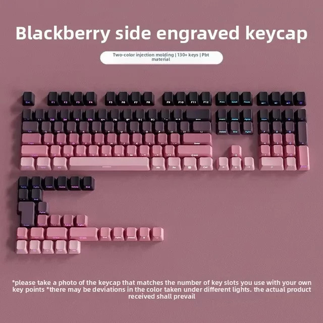 PBT-Mikrogrit Tastenkappen-Set für mechanische Tastaturen mit seitlicher Gravur und Farbverlauf in Multicolour, 133 Tasten - Bild 1