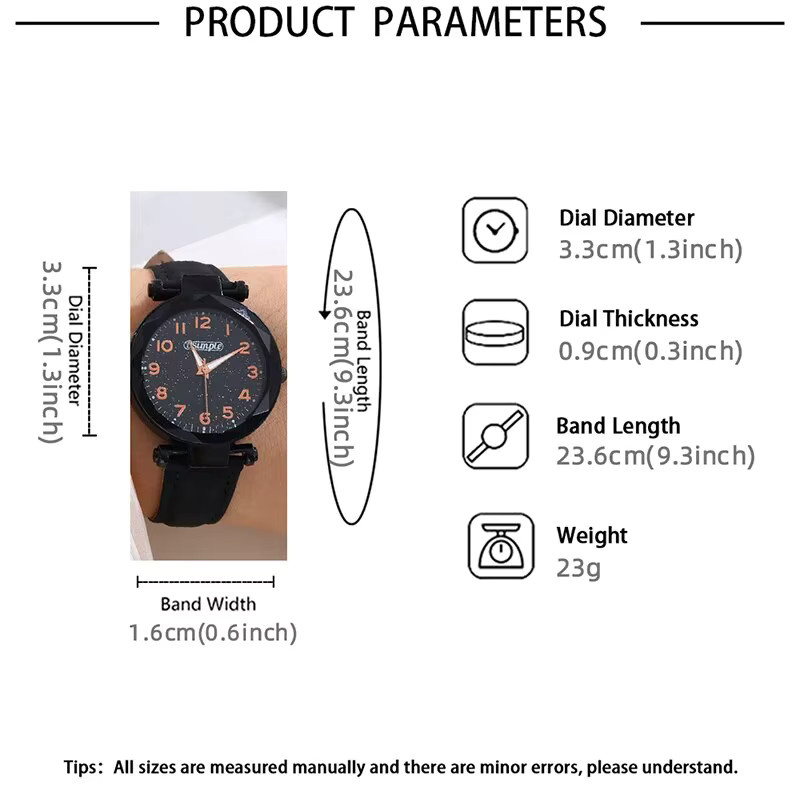 DSIMPLE Armbanduhr Set, Quarzuhr, Schwarz, Kristall, Damen - Bild 2