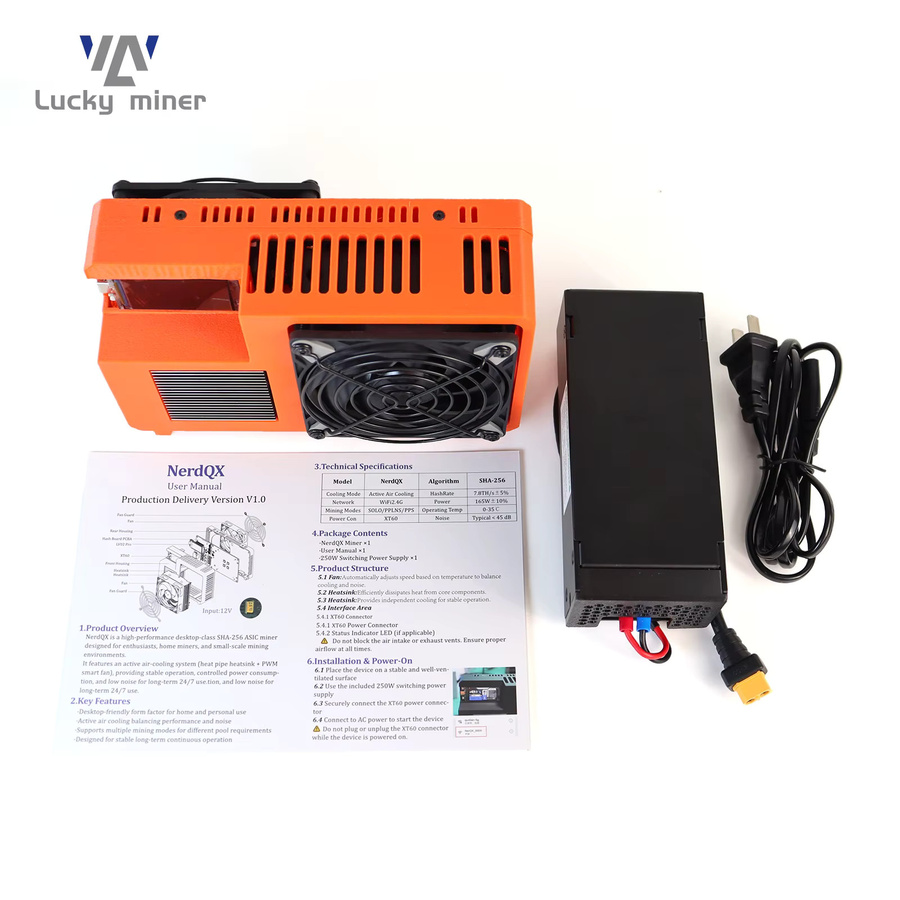 NerdQX Bitcoin Miner ASIC SHA-256 Krypto-Mining-Gerät 8TH/s in Orange - Bild 3