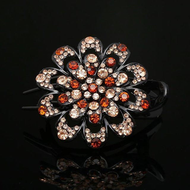 Haarspange Blumen, Kristall Strass, Champagner, Damen - Bild 1