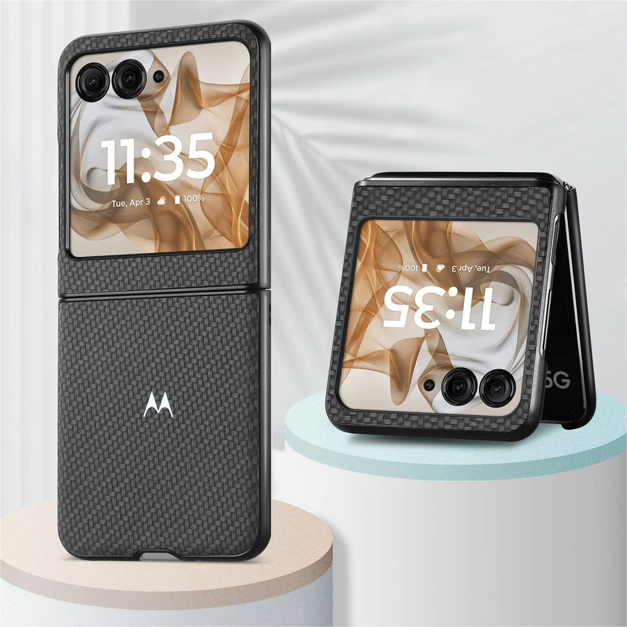 Business Luxus Schutzhülle mit Geflechtstruktur für Motorola Razr in Schwarz - Bild 2