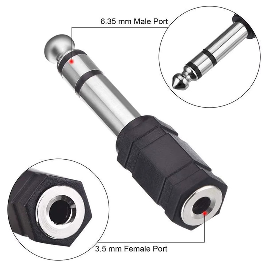 Miwayer Stereo-Kopfhörer-Audio-Adapter von 3,5 mm Buchse auf 6,35 mm Stecker in Schwarz für Pro-Audio-Anwendungen und Mikrofon-Anschlüsse - Bild 2