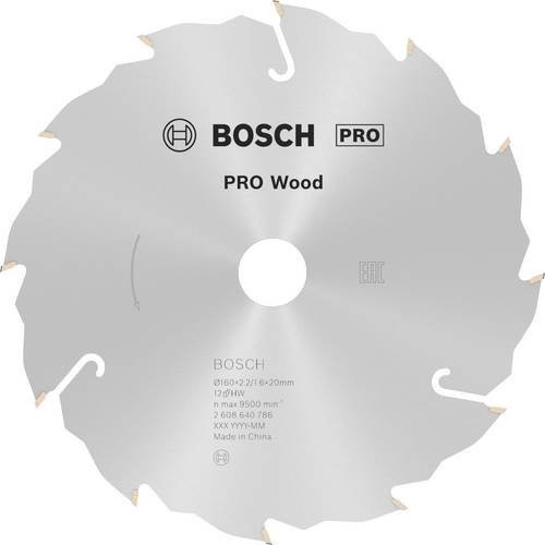 Bosch PRO Wood Kreissägeblatt Speedline aus Stahl, Farbe: Silber, Durchmesser: 160 mm, Bohrung: 20 mm, Zähne: 12 - Bild 1