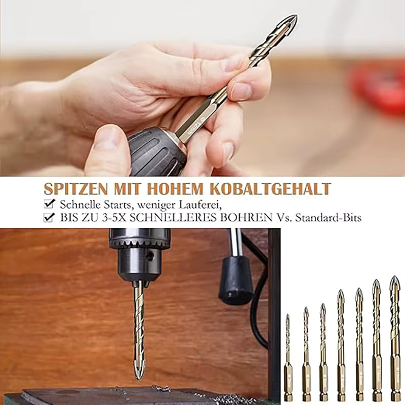 Rafford 12-teiliges Fliesenbohrer-Set mit sechseckigem Schaft für Glas, Stein und Keramik, Durchmesser 3–12 mm - Bild 2