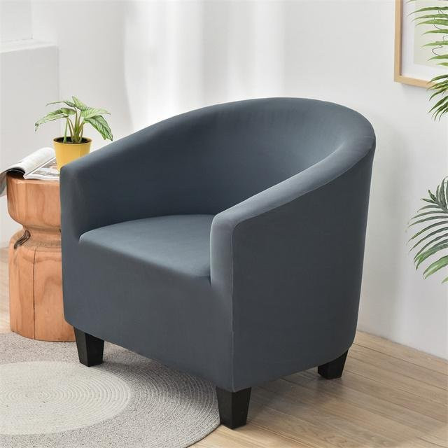 Elastische Einzelsofa-Abdeckung für Sessel und Club-Sofas in Grau aus Spandex-Material - Bild 1