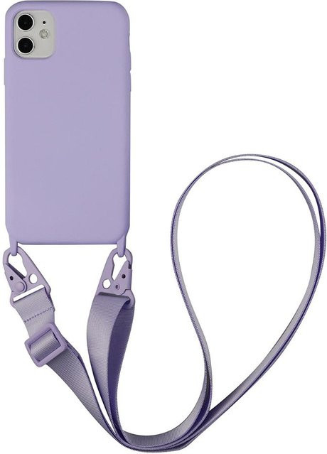 Apple iPhone Crossbody Handyhülle aus weichem Silikon mit Lanyard Schnur in Purple für iPhone 16 15 14 13 12 11 Pro Max Mini und andere Modelle - Bild 1