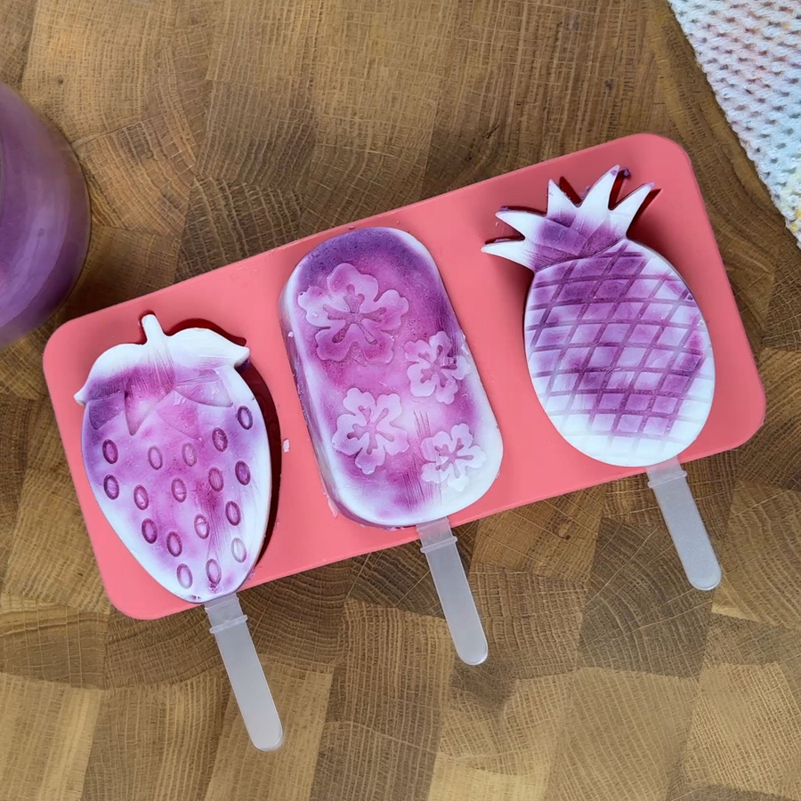 Fackelmann Eisform 3er Set Obst in Pink und Transparent aus Silikon - Bild 2