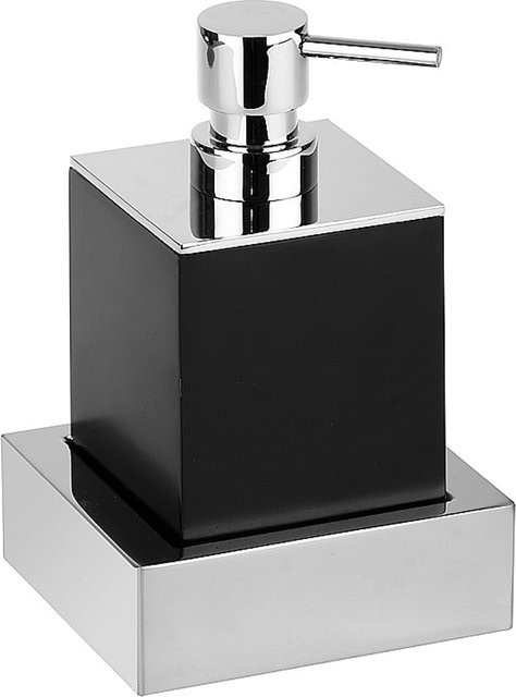 Brillantbad MAX Seifenspender aus Polyresin und Messing in Schwarz und Chrom, Wandmontage, 200 ml, B/T/H: 7,5 x 16,0 x 8,6 cm - Bild 1