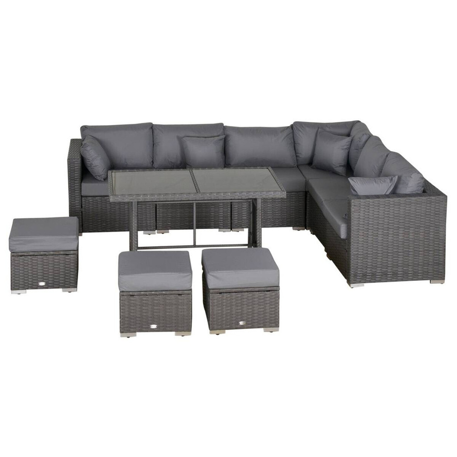 Outsunny Sitzgruppe aus Polyrattan in Dunkelgrau mit Stahlgestell und Polyesterbezug, B/H/L: 68 x 120 x 73 cm - Bild 4