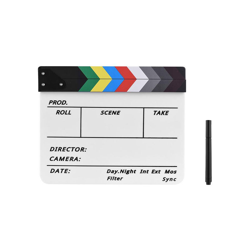 Andoer Regie-Klappbrett aus Acryl und Holz, abwischbares Film-Klappbrett für Film und TV in Schwarz, Weiß und Mehrfarbig - Bild 4