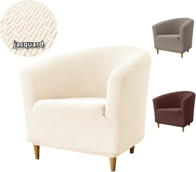 WANERQU Jacquard Sesselbezug aus elastischem Spandex für einzelne Club Sofas in Grau oder Beige - Bild 1