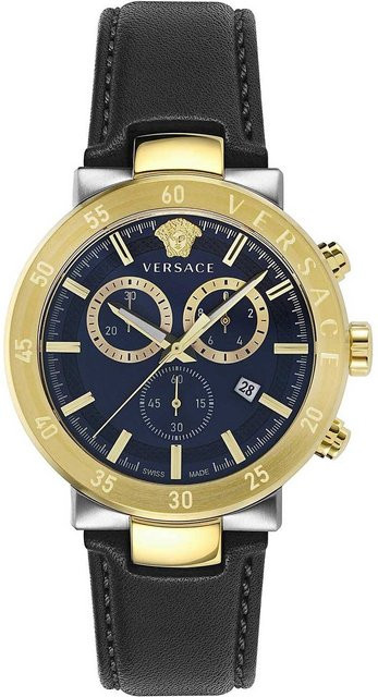 Versace Chronograph, Quarz, Edelstahl, 44 mm, Herren, Schwarz - Bild 1
