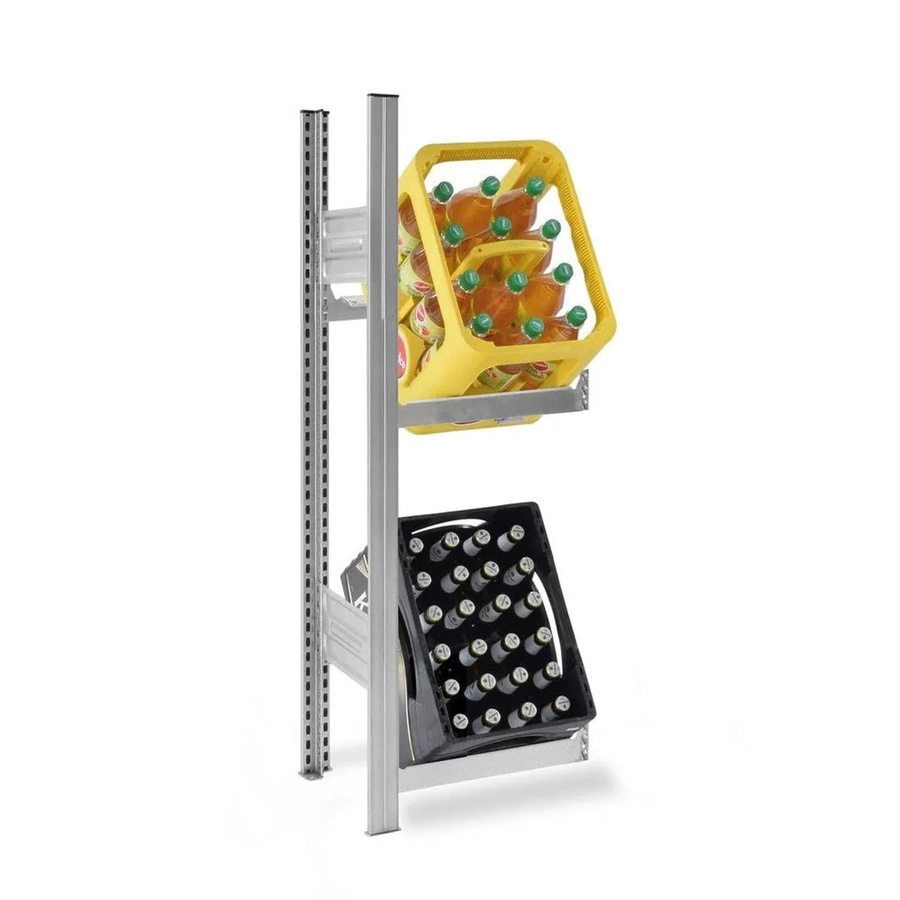 PROREGAL Getränkekistenregal Stecksystem T-Profil aus verzinktem Stahl, H x B x T: 120 x 50 x 30 cm, 2 Ebenen für 2 Getränkekisten - Bild 2