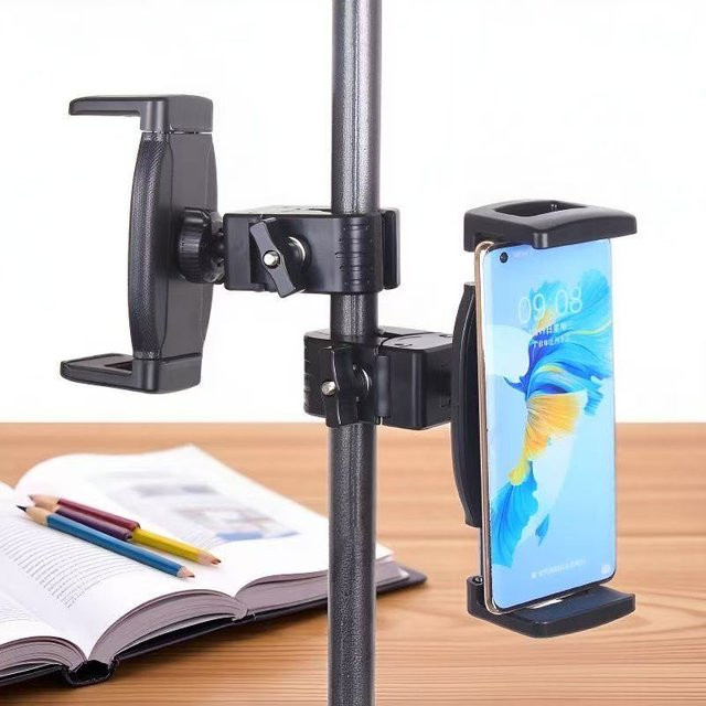 Universeller Kugelkopf-Telefonständer in Schwarz für Live-Streaming mit 360-Grad-Erweiterung und Positionierungsklemme für Tablets und Mobilgeräte - Bild 1