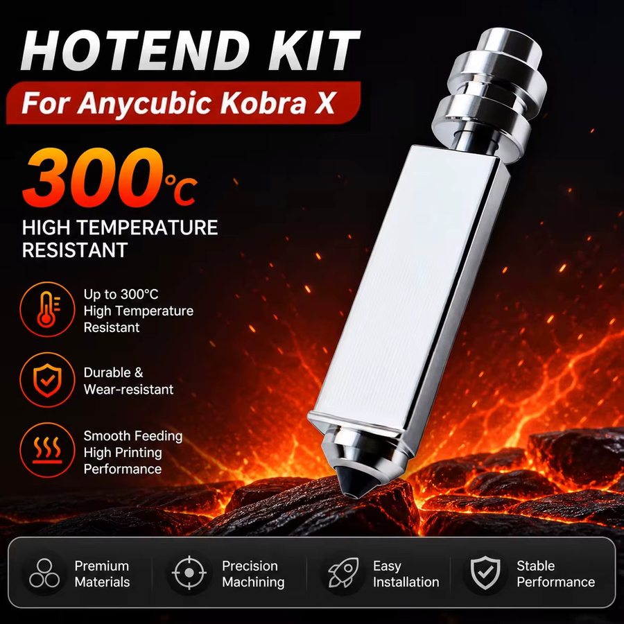 Anycubic Kobra X Bimetall-Düse Einteiliges Hotend für FDM 3D-Drucker, 300 °C, Farbe: Silber - Bild 3