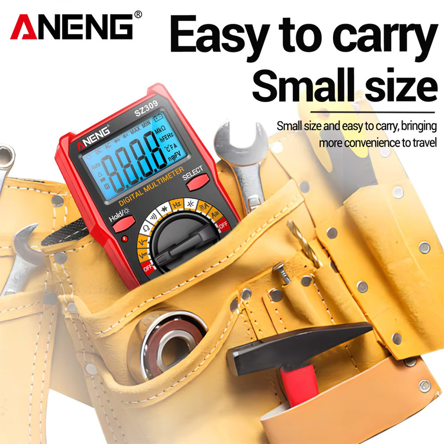 ANENG SZ309 Digitales Multimeter in Rot mit NCV Tester für Strom Widerstand Kapazität und Frequenz (600V AC/DC, 10A) - Bild 4