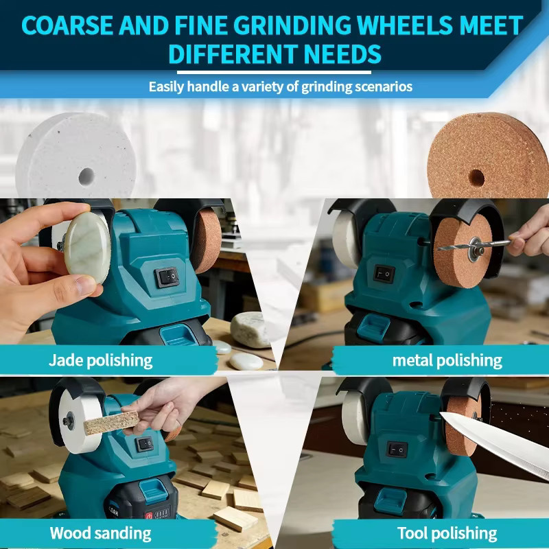 Makita 18V Akku-Tischschleifer mit Doppel-Schleifscheiben für Metall, Steinpolieren und Messerschärfen - Bild 2