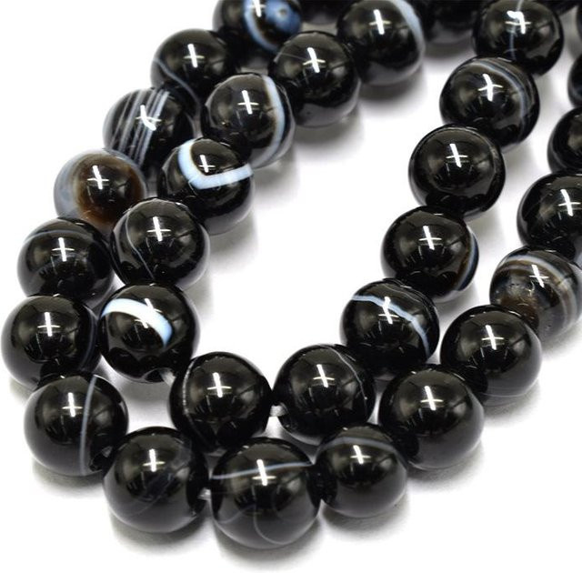 FLT BEADS Onyx-Achat-Perlen, Schwarz, 4–12 mm, lose Edelsteine - Bild 1