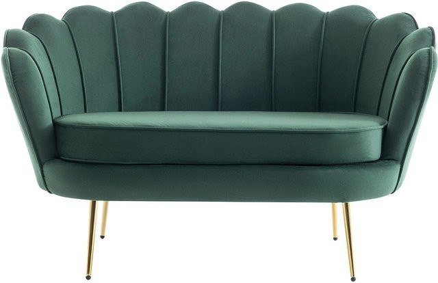 Pascal Morabito Muschelsofa Dandelion in Piniengrün mit Samtbezug, Breite: 124 cm - Bild 1
