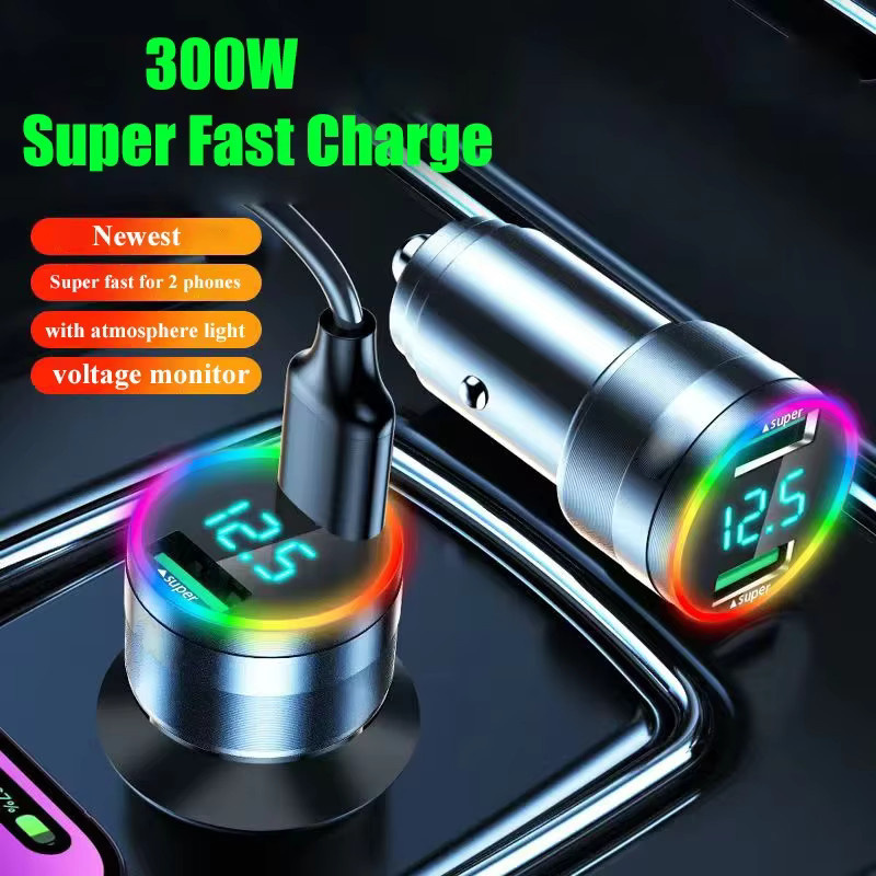 UYUXIO USB-Auto Ladegerät Adapter in Silber mit 2 USB-Anschlüssen und LED-Spannungsmonitor für iPhone und Samsung - Bild 3