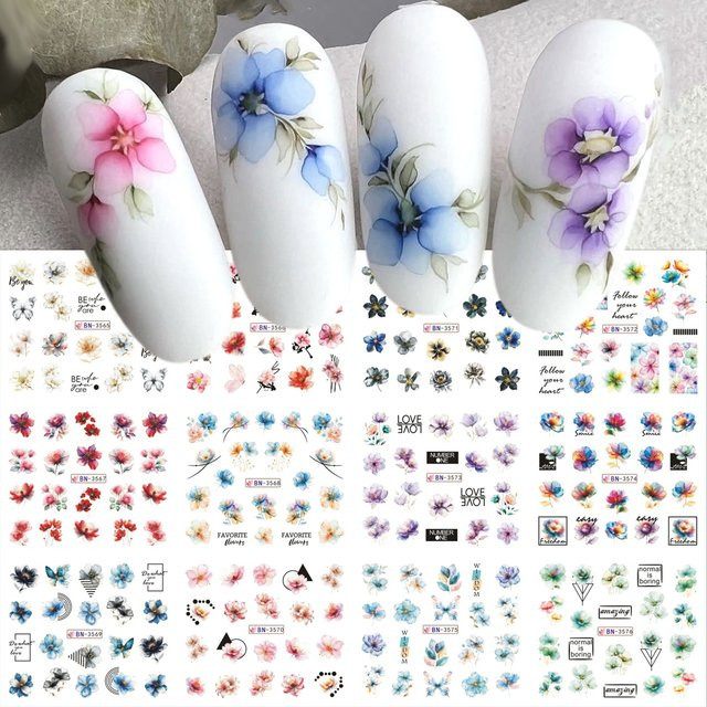 SWEET TREND Nagelaufkleber Blumen und Tier Motive, Damen - Bild 1