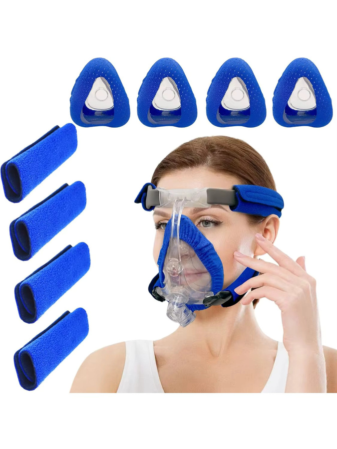 SUOLAER CPAP-Masken-Einlagen und Riemenabdeckungen, 4er-Pack, Blau - Bild 6