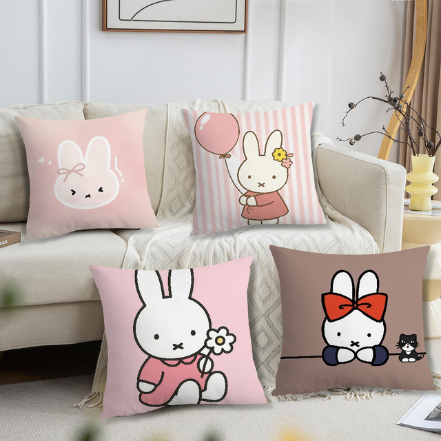 Kawaii Miffy Kissenbezug mit Grafikprint für Sofa und Dekoration, quadratisch, Breite: 30 cm, Höhe: 30 cm - Bild 1