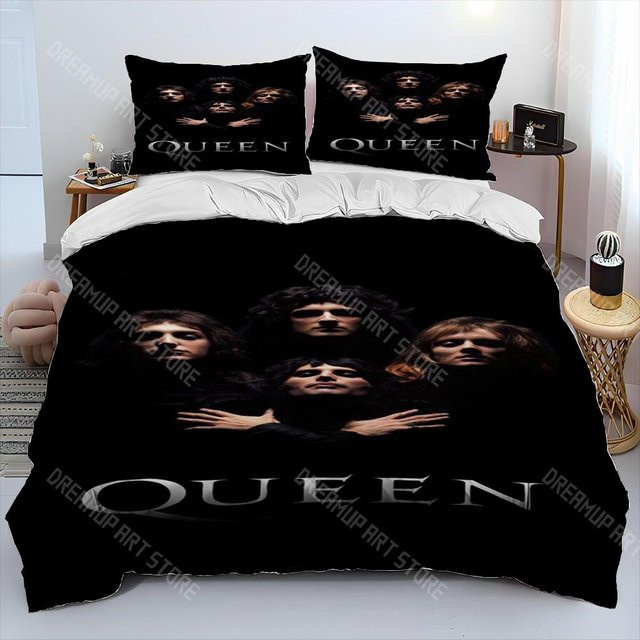 Bettwäscheset Freddie Mercury Queen Rockband mit Bettbezug und Kissenbezug, Schwarz, B/H: 150 x 200 cm - Bild 1
