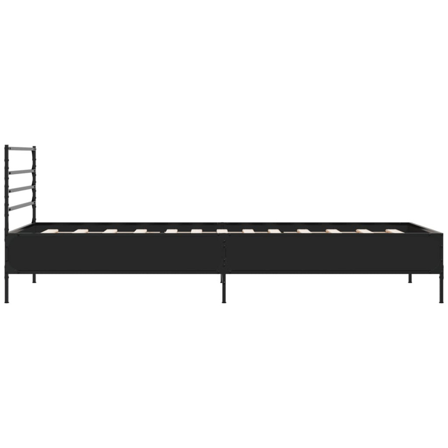 vidaXL Bettgestell aus Metall und Holzwerkstoff in Schwarz, B/T/H: 90 x 190 cm - Bild 3