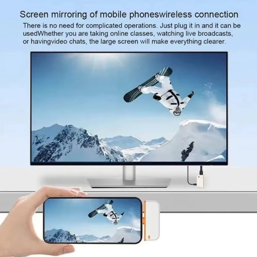 Kebidumei Kabelloser HDMI-Extender Adapter mit USB-C Typ C Video-Sender und -Empfänger für PC und TV Monitor, Orange, Reichweite 50m - Bild 2
