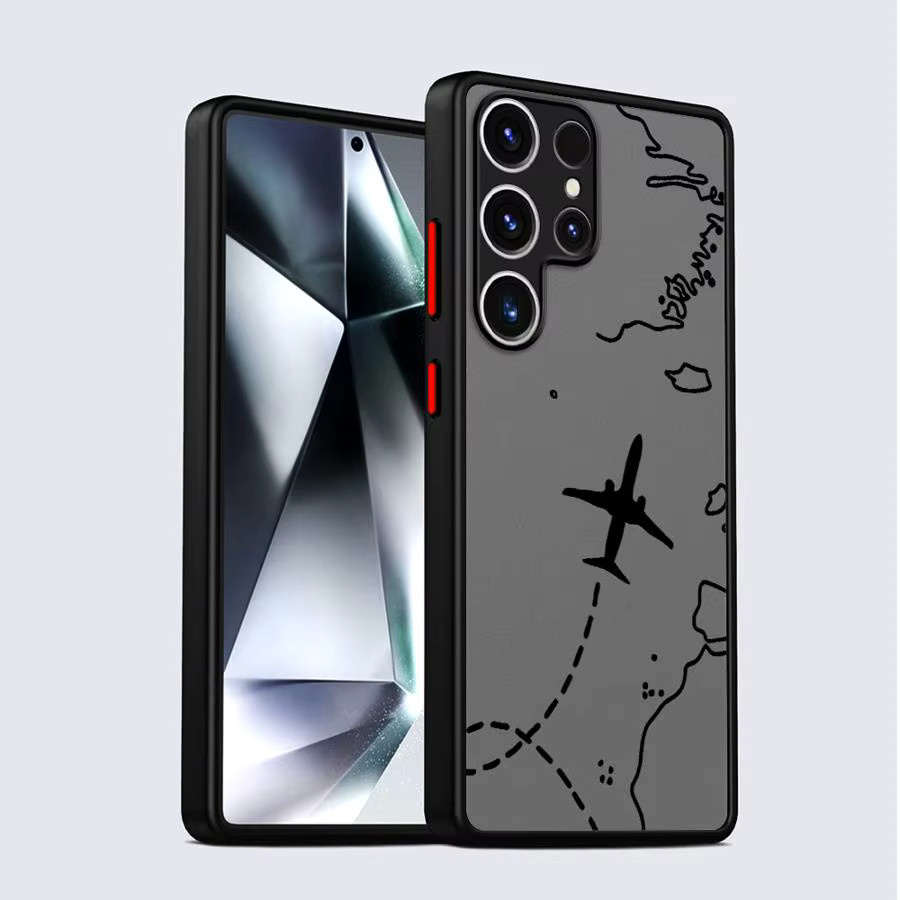 Line Airplane Topographic Handyhülle für Samsung Galaxy S25 Ultra S24 FE S23 S22 Plus S21 S20 S10 – Grau - Bild 2