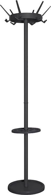 PROREGAL Kleiderständer mit drehbarer Krone und 6 Drillingshaken, Schwarz, H x B x T: 180 x 11 x 48 cm - Bild 1