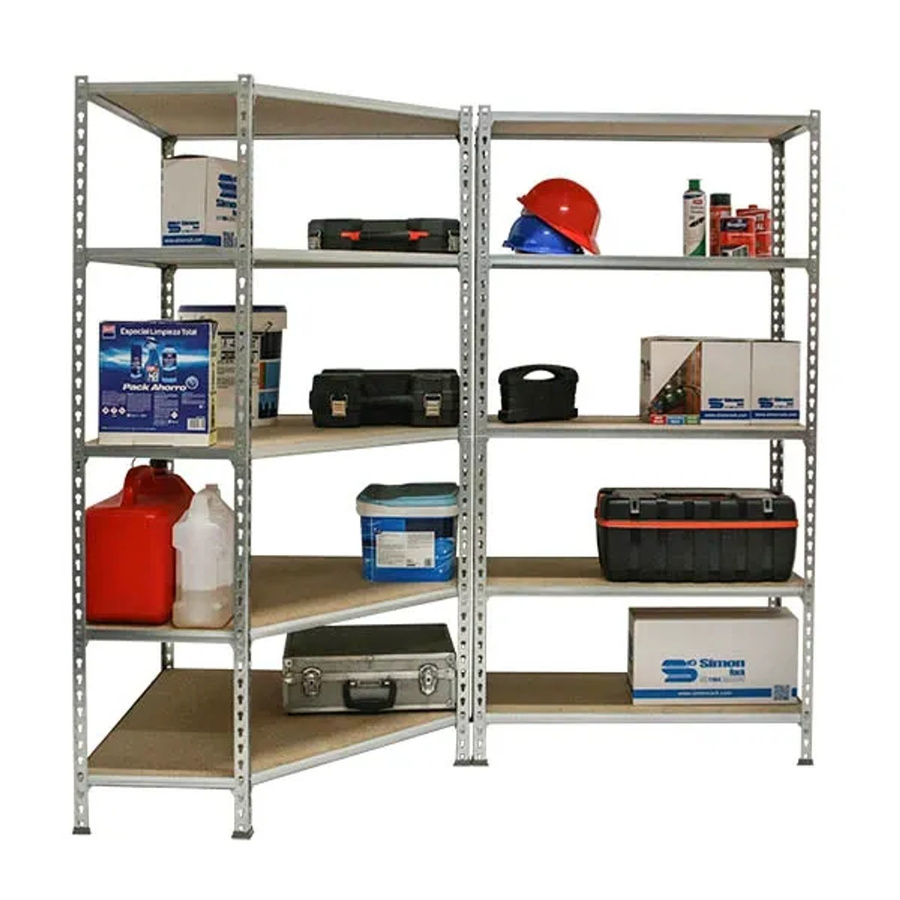 PROREGAL Set aus Eckregal und Schwerlastregal Muli, verzinkt, Farbe Silber, H x B x T: 180 x 180 x 40 cm, Fachlast 200 kg - Bild 2