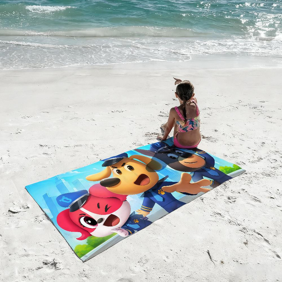 Schnelltrocknendes Cartoon Strandhandtuch für Kinder mit Labrador-Motiv, Mehrfarbig, Breite: 40 cm, Höhe: 60 cm - Bild 4