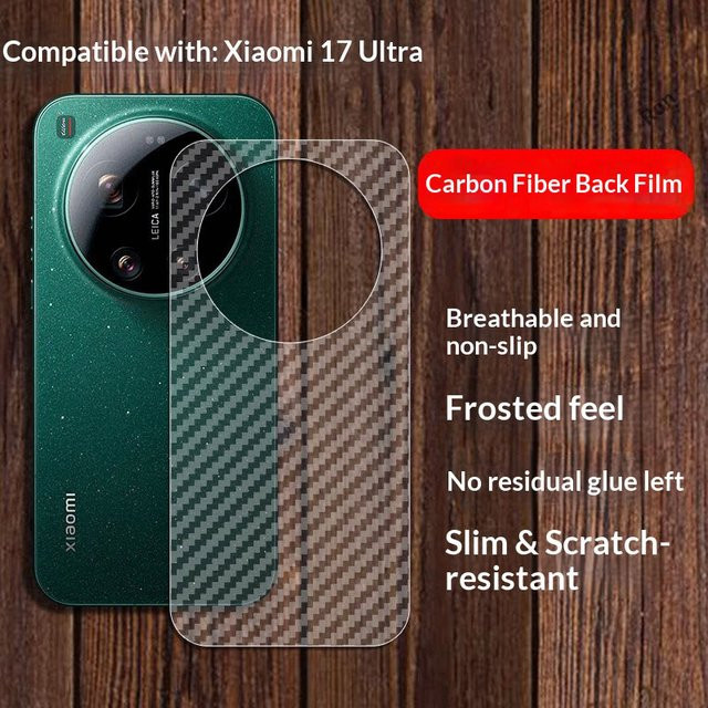 5 Stück transparente Rückseitenfolie aus Kohlefaser für Xiaomi 17 Ultra mit matter Oberfläche zur vollständigen Abdeckung - Bild 1