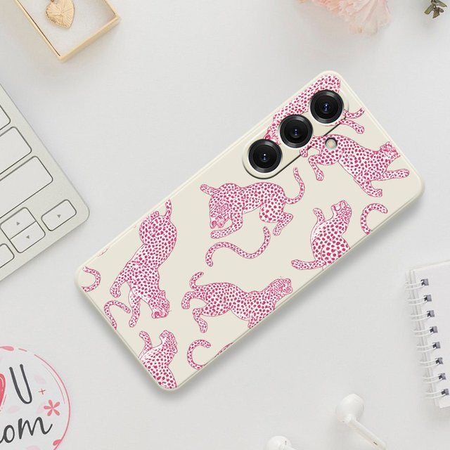 Handyhülle mit Rosa Leopardenmuster für Samsung Galaxy S25 S24 S23 S22 S21 S20 Ultra Plus S20FE S21FE S23FE S24 FE S10 Plus Soft Cover - Bild 1