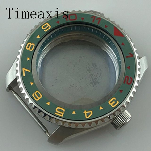 Timeaxis Uhrenteile, Edelstahlgehäuse, 42 mm, grüner Dekoring, Saphirglas - Bild 1