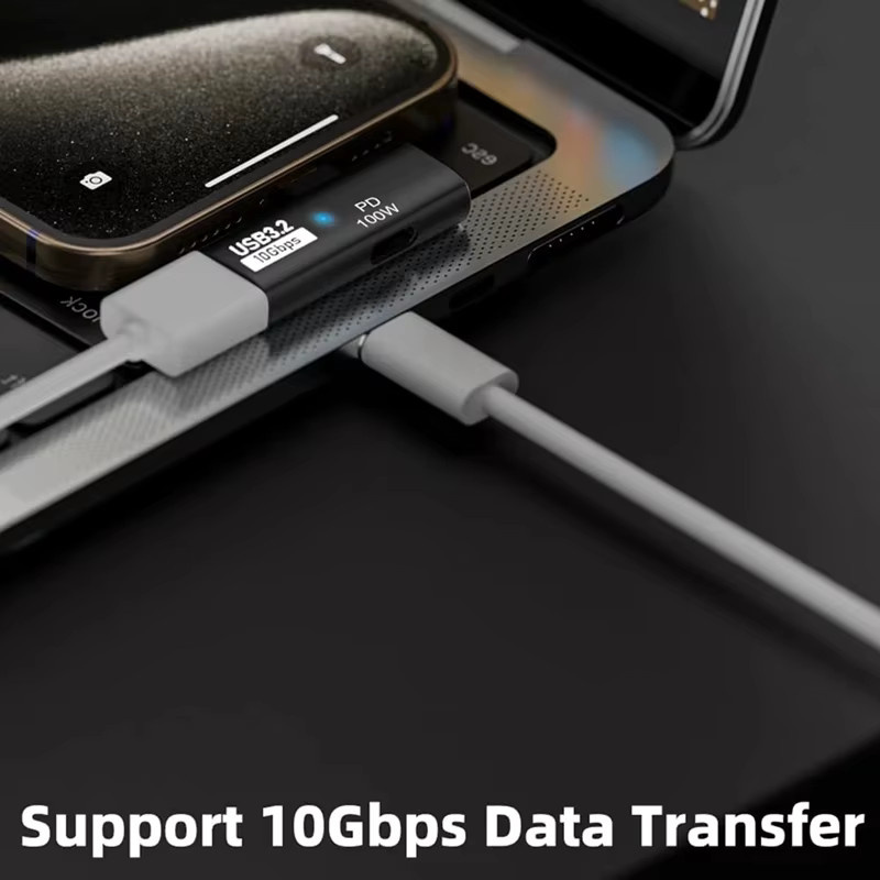 Kebidumei USB-C-Adapter mit Audio-Anschluss und PD100W Schnellladefunktion, 1 Eingang und 2 Ausgänge, Schwarz - Bild 2