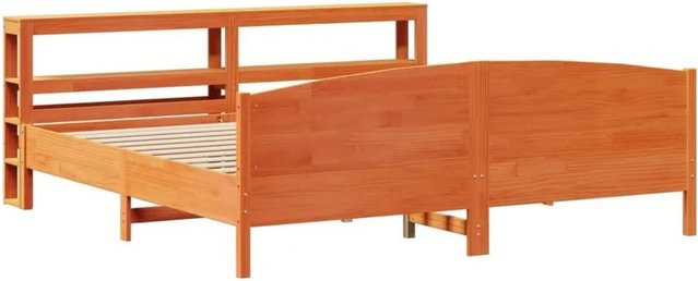 vidaXL Massivholzbett aus Kiefernholz in Wachsbraun, rustikales Bett ohne Matratze, B/T: 180 x 200 cm - Bild 1