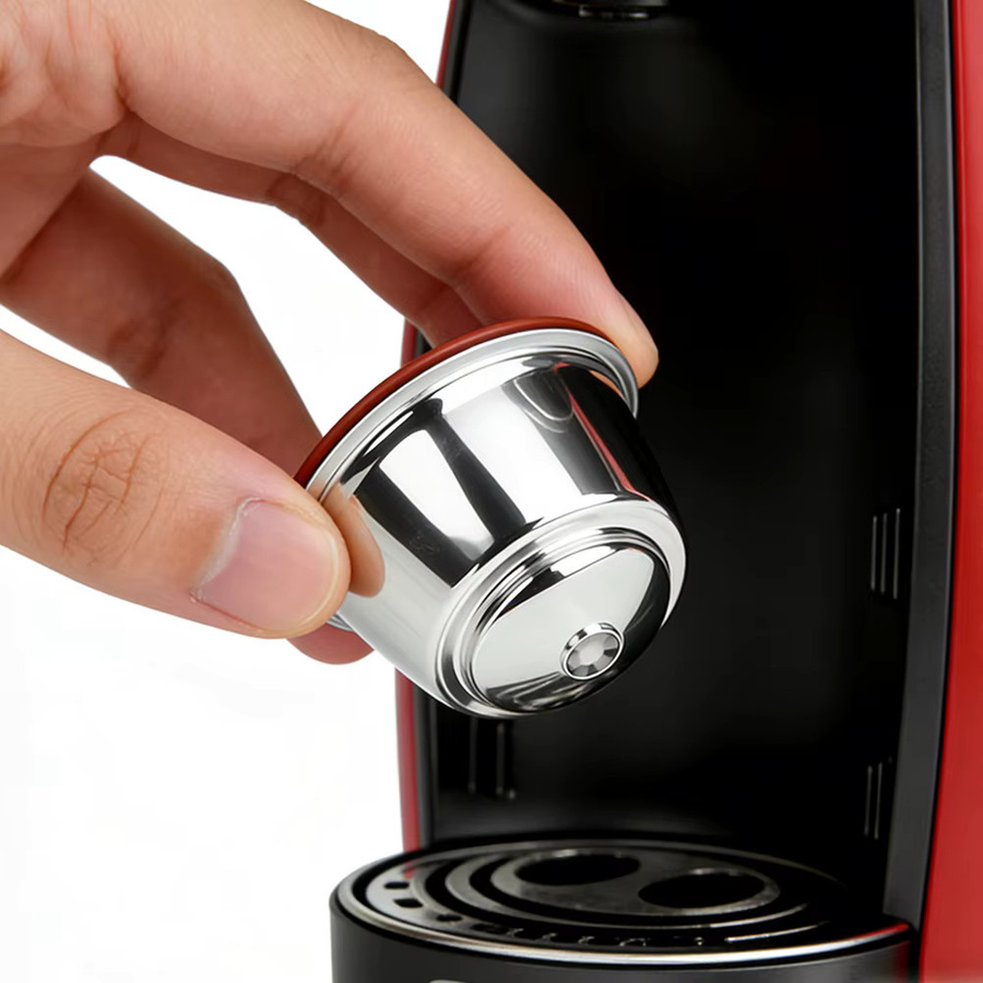 iMellow Edelstahl Kaffee- und Milchschaum-Etui für Dolce Gusto mit Silikondeckel in Silber und Braun - Bild 3