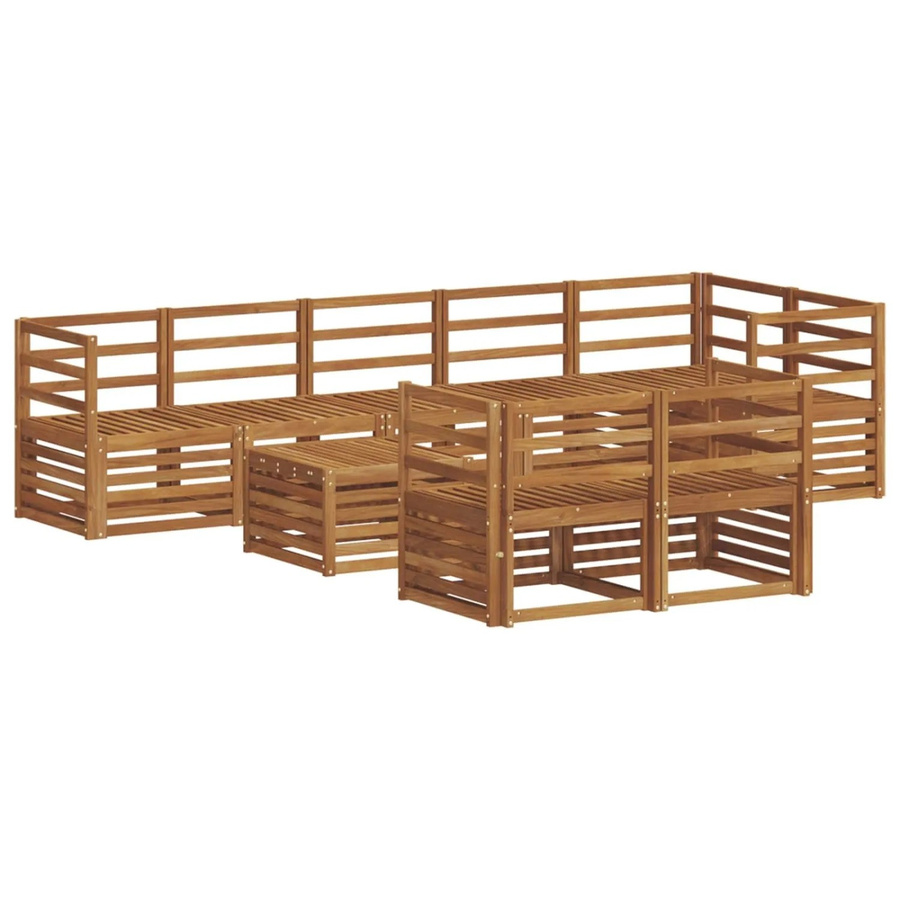 vidaXL Sofagarnitur 9-teilig aus Massivholz Akazie in Braun mit modernem Latten-Design und wetterbeständigem Material - Bild 2